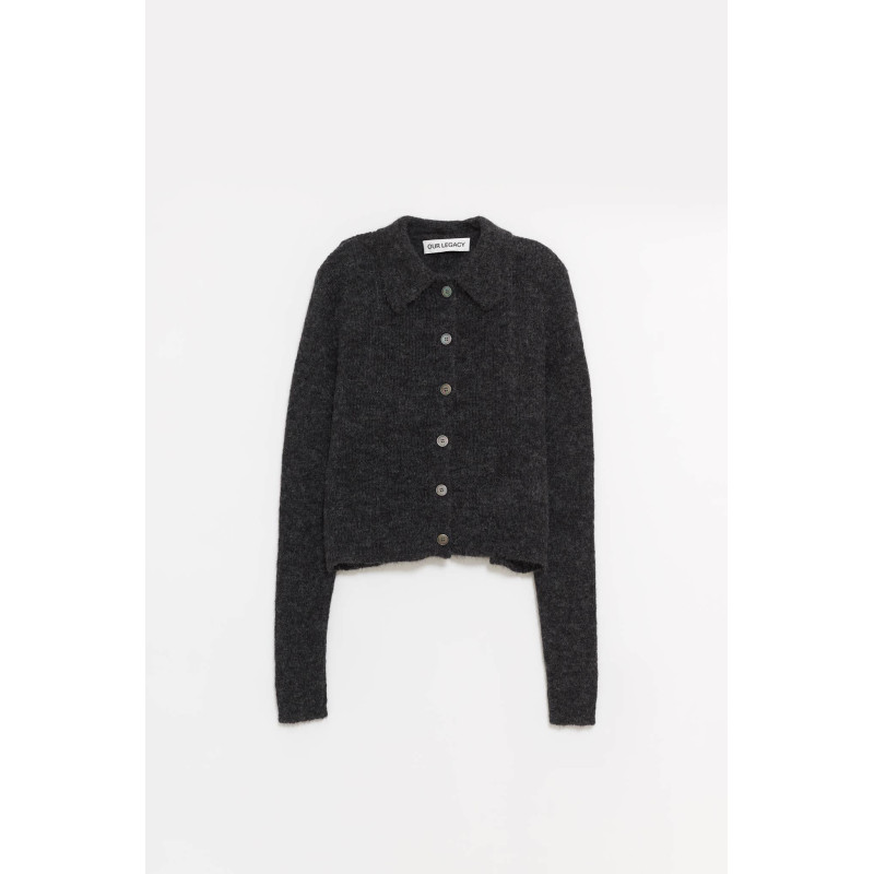 OUR LEGACY CHARCOAL MELANGE MAZZY POLO CARDIGAN